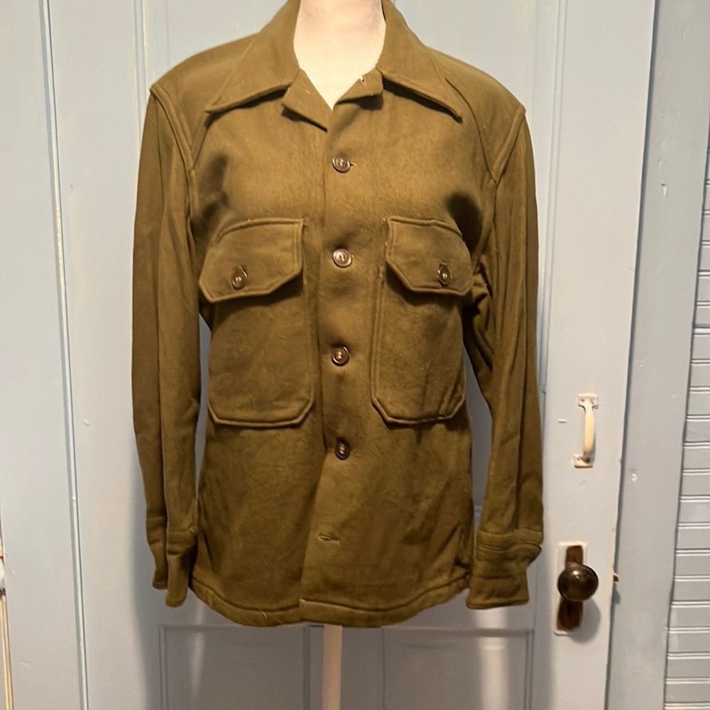 Vintage olive green wool military jacket